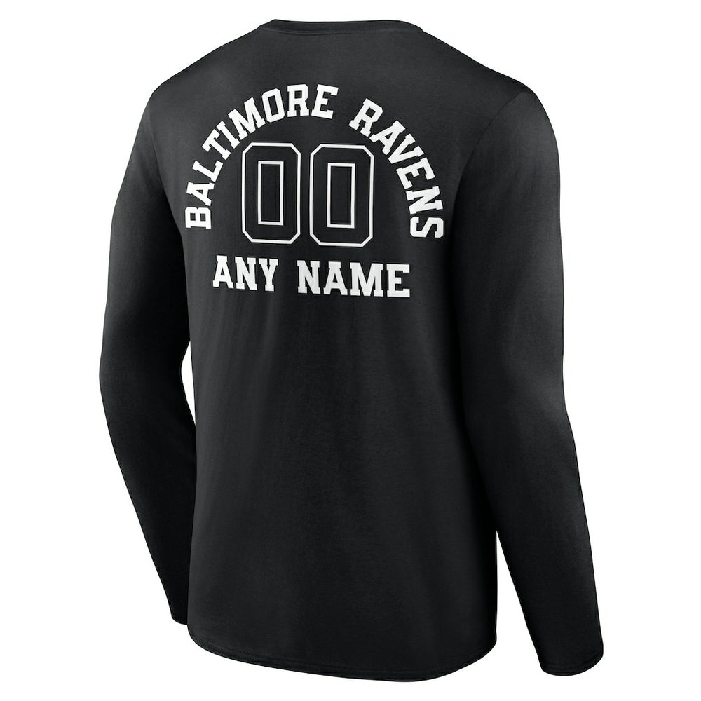 Personalized Name & Number Monochrome Long Sleeve T-Shirt - Baltimore Ravens T-shirts