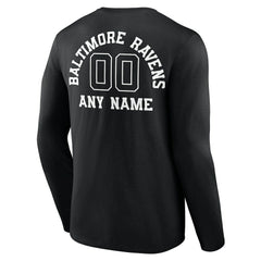 Personalized Name & Number Monochrome Long Sleeve T-Shirt - Baltimore Ravens T-shirts