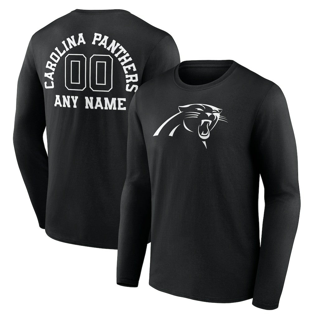 Personalized Name & Number Monochrome Long Sleeve T-Shirt - Carolina Panthers T-shirts
