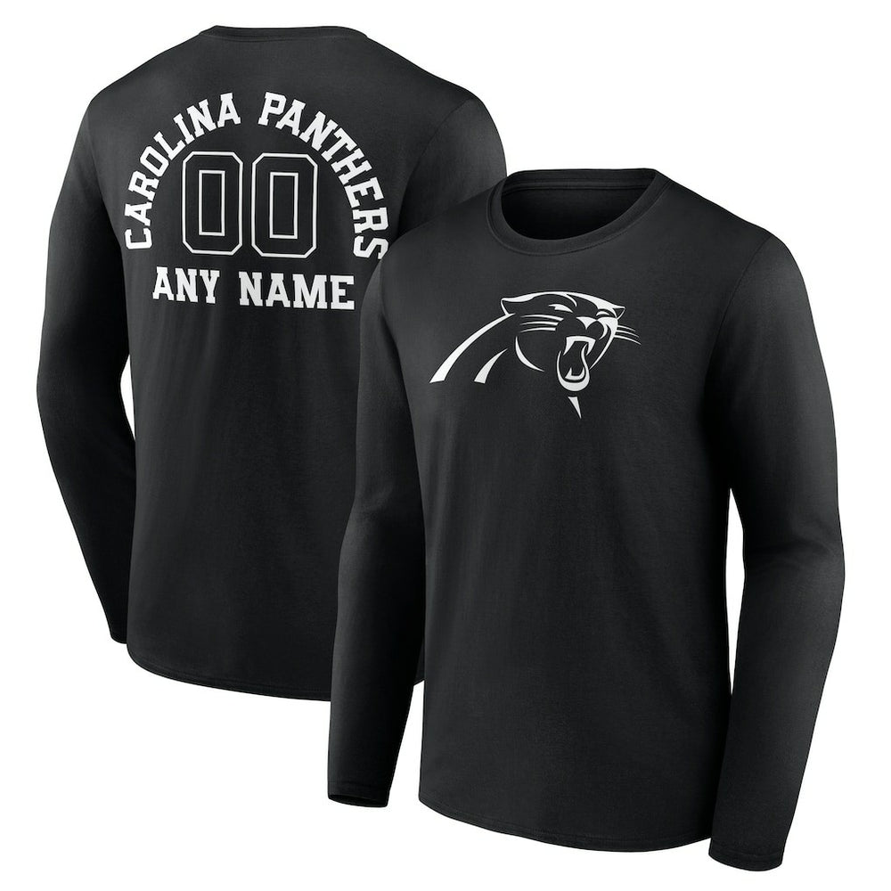 Personalized Name & Number Monochrome Long Sleeve T-Shirt - Carolina Panthers T-shirts