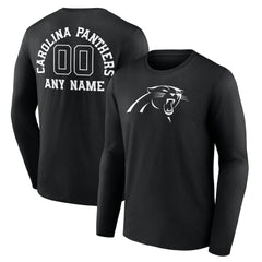 Personalized Name & Number Monochrome Long Sleeve T-Shirt - Carolina Panthers T-shirts
