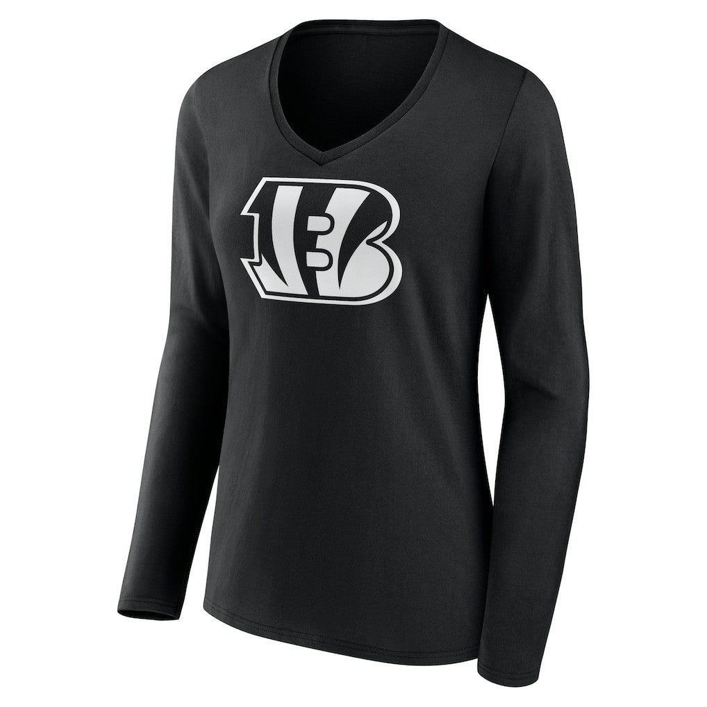 Women's Personalized Name & Number Monochrome Long Sleeve V-Neck T-Shirt - Cincinnati Bengals T-shirts