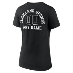 Women's Personalized Name & Number Monochrome V-Neck T-Shirt - Cleveland Browns T-shirts
