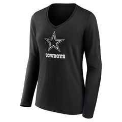Women's Personalized Name & Number Monochrome Long Sleeve V-Neck T-Shirt - Dallas Cowboys T-shirts