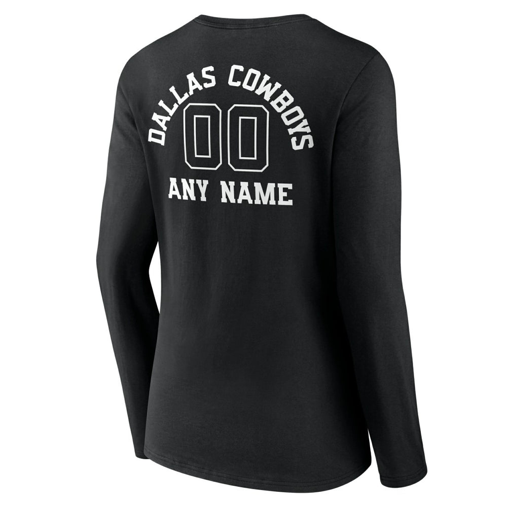 Women's Personalized Name & Number Monochrome Long Sleeve V-Neck T-Shirt - Dallas Cowboys T-shirts