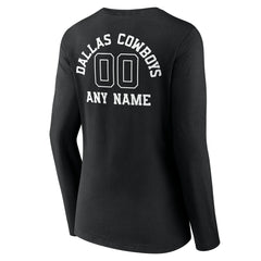 Women's Personalized Name & Number Monochrome Long Sleeve V-Neck T-Shirt - Dallas Cowboys T-shirts