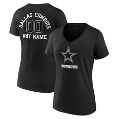 Women's Personalized Name & Number Monochrome V-Neck T-Shirt - Dallas Cowboys T-shirts