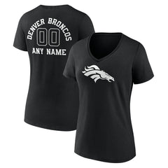 Women's Personalized Name & Number Monochrome V-Neck T-Shirt - Denver Broncos T-shirts