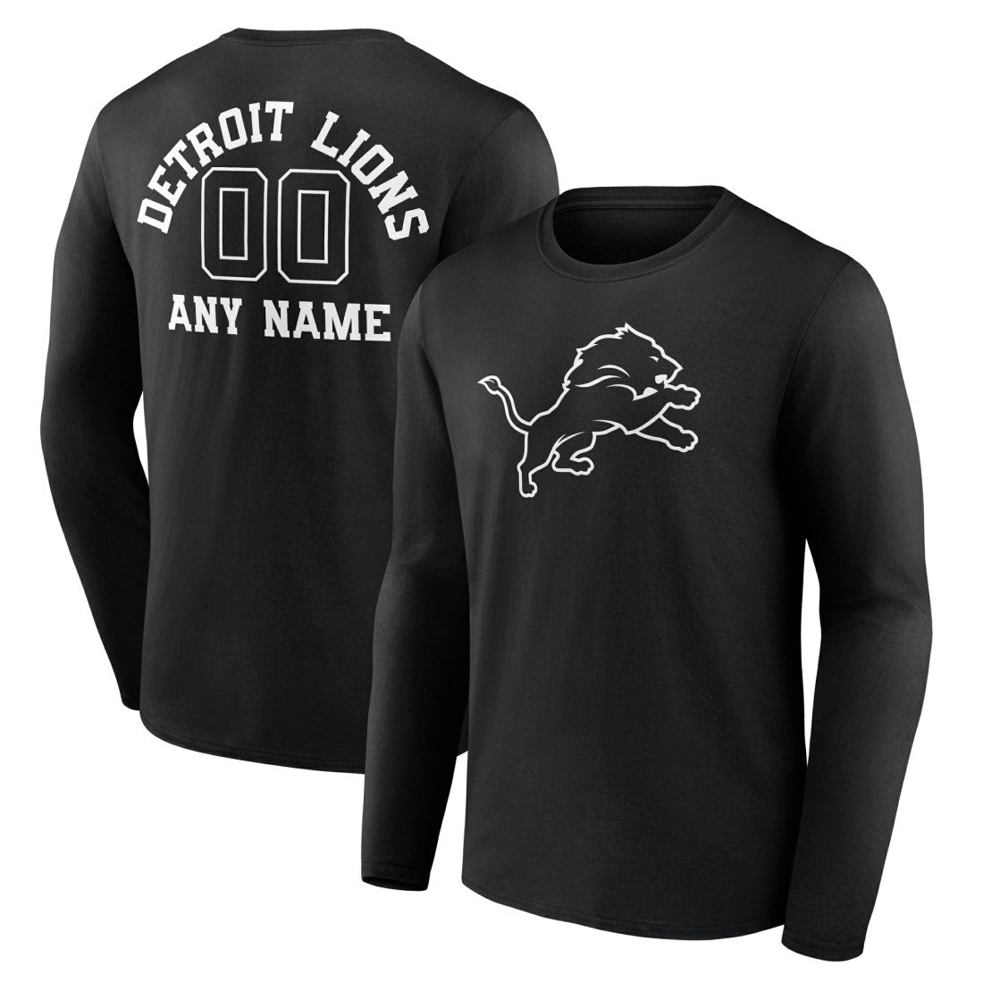 Personalized Name & Number Monochrome Long Sleeve T-Shirt - Detroit Lions T-shirts