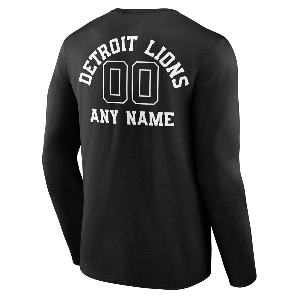 Personalized Name & Number Monochrome Long Sleeve T-Shirt - Detroit Lions T-shirts