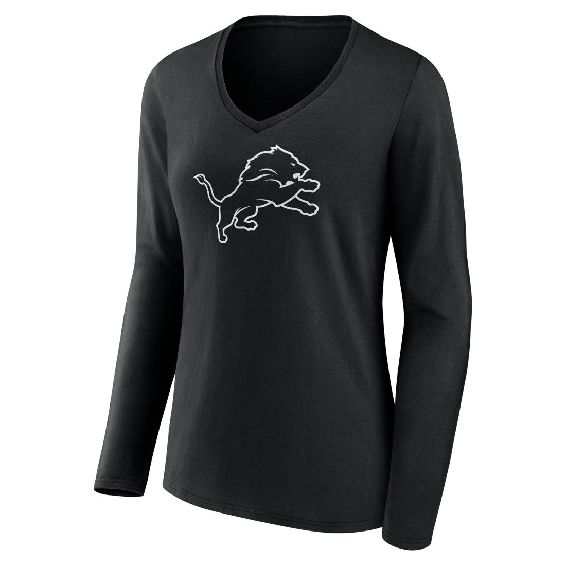 Women's Personalized Name & Number Monochrome Long Sleeve V-Neck T-Shirt - Detroit Lions T-shirts
