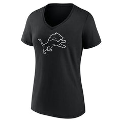 Women's Personalized Name & Number Monochrome V-Neck T-Shirt - Detroit Lions T-shirts