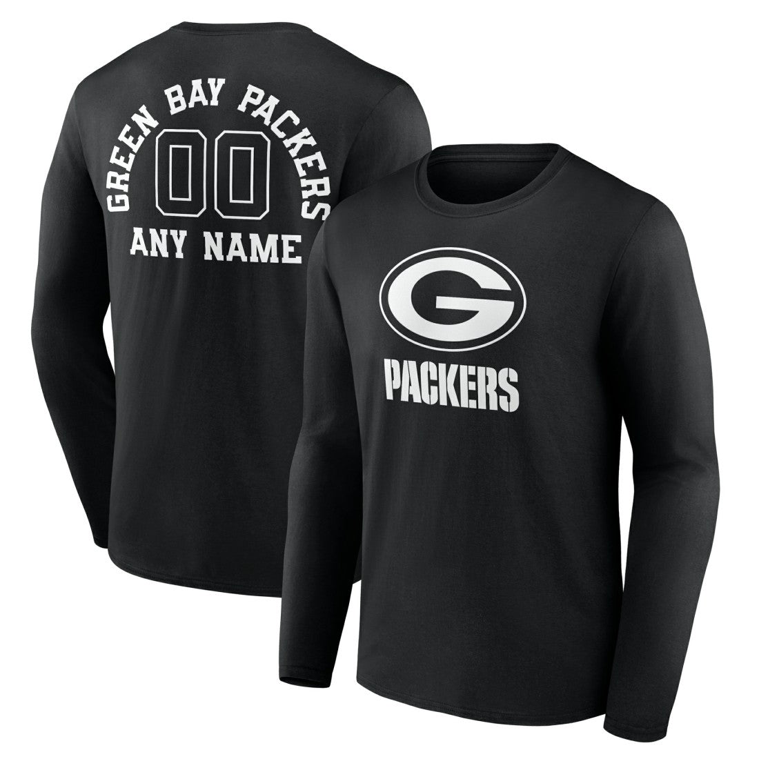 Personalized Name & Number Monochrome Long Sleeve T-Shirt - Green Bay Packers T-shirts