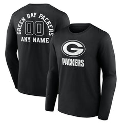 Personalized Name & Number Monochrome Long Sleeve T-Shirt - Green Bay Packers T-shirts