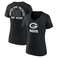 Women's Personalized Name & Number Monochrome V-Neck T-Shirt - Green Bay Packers T-shirts