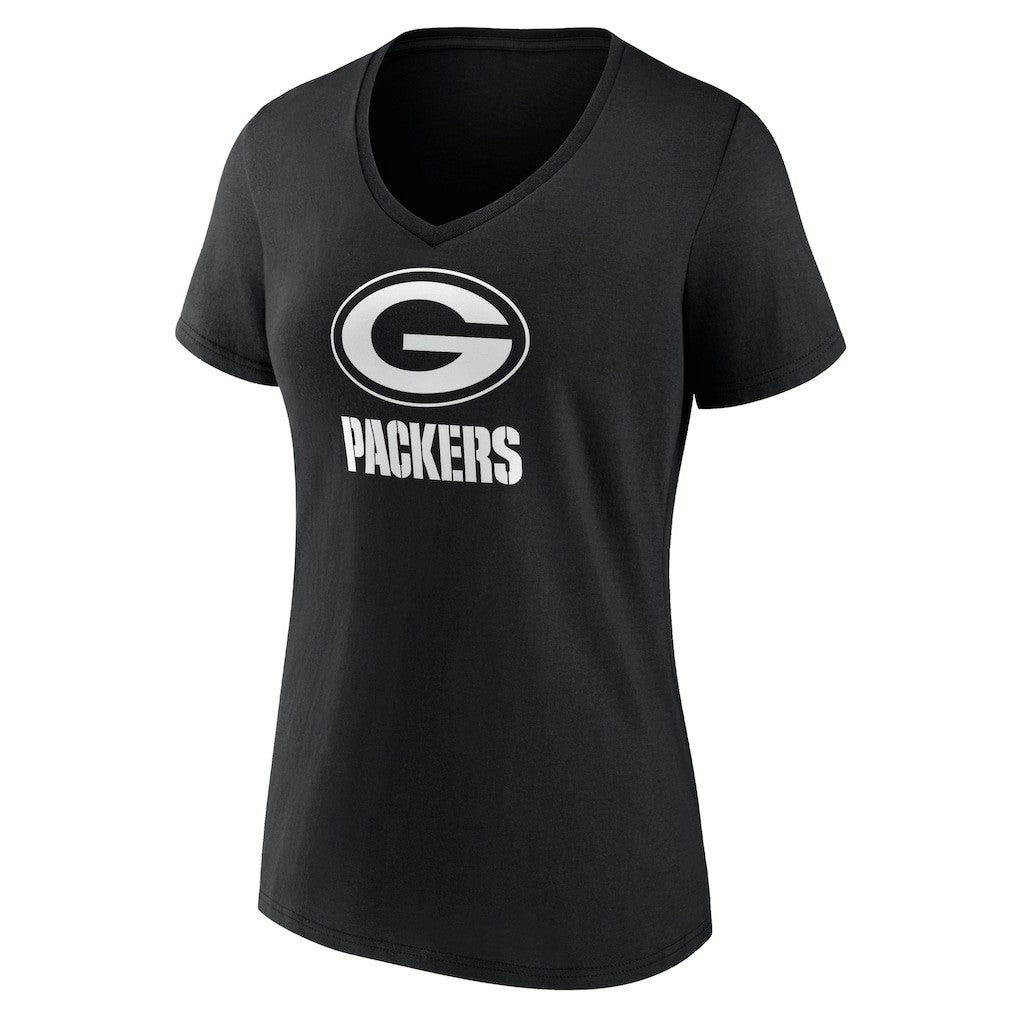 Women's Personalized Name & Number Monochrome V-Neck T-Shirt - Green Bay Packers T-shirts