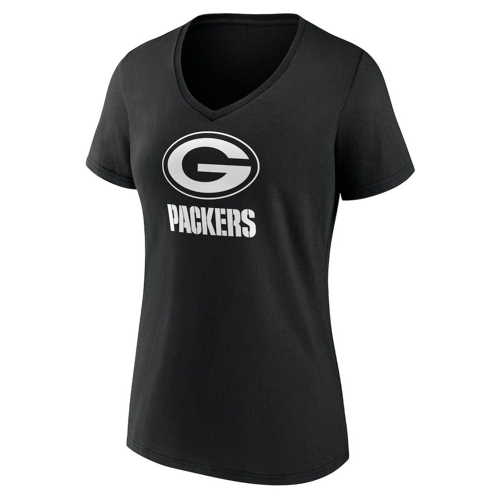 Women's Personalized Name & Number Monochrome V-Neck T-Shirt - Green Bay Packers T-shirts