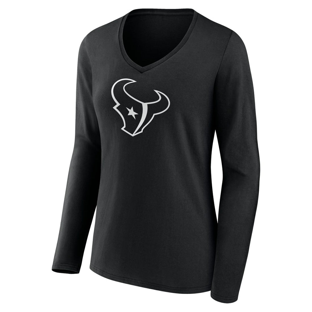 Women's Personalized Name & Number Monochrome Long Sleeve V-Neck T-Shirt - Houston Texans T-shirts