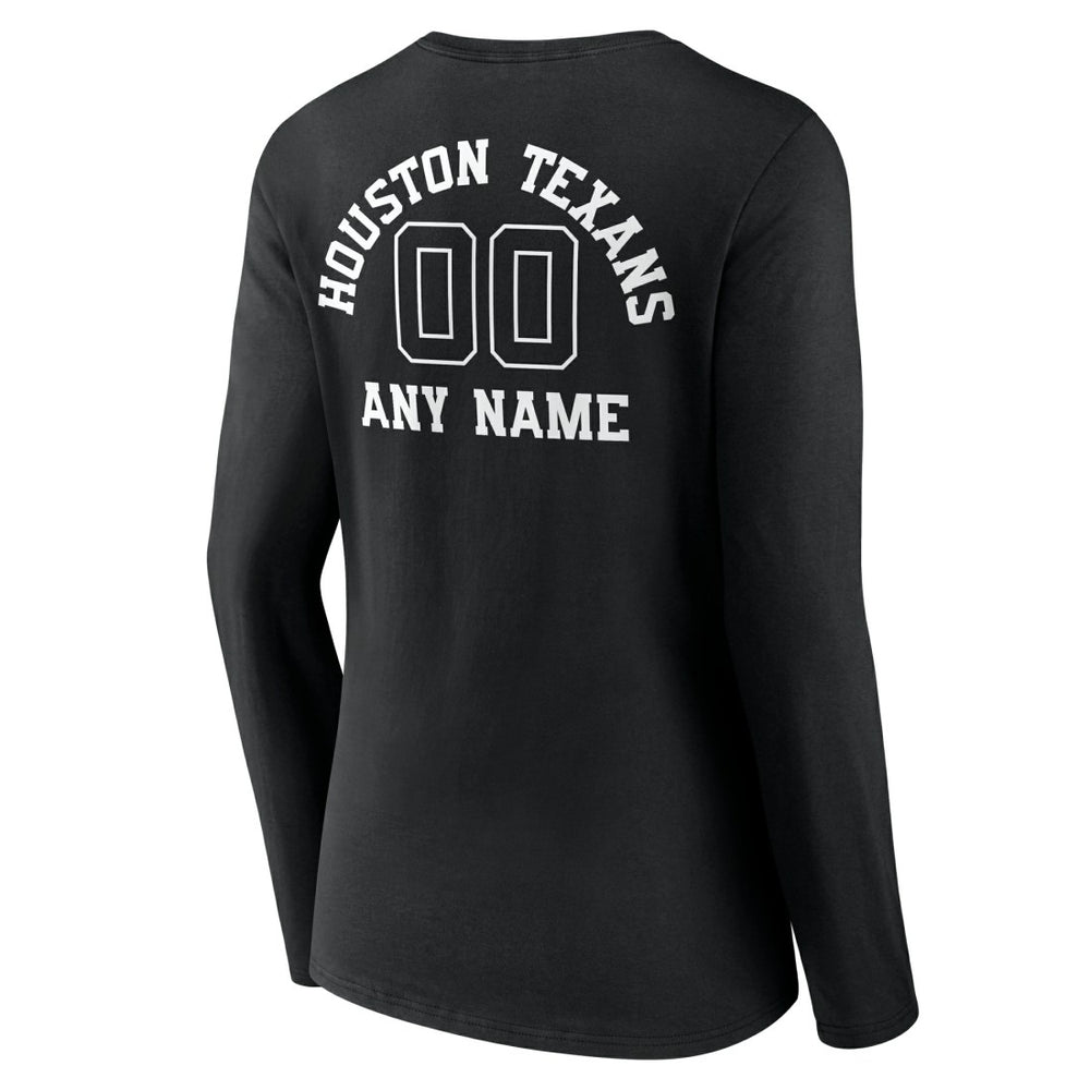 Women's Personalized Name & Number Monochrome Long Sleeve V-Neck T-Shirt - Houston Texans T-shirts