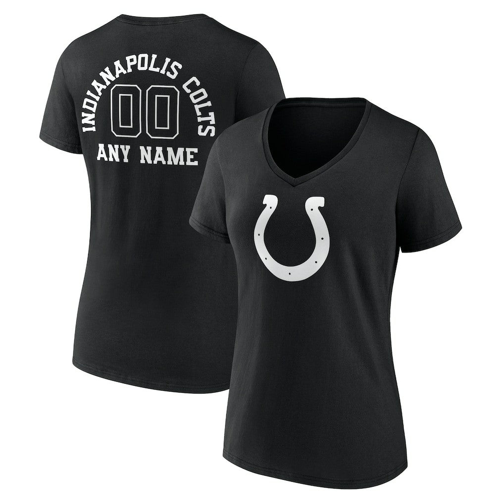 Women's Personalized Name & Number Monochrome V-Neck T-Shirt - Indianapolis Colts T-shirts