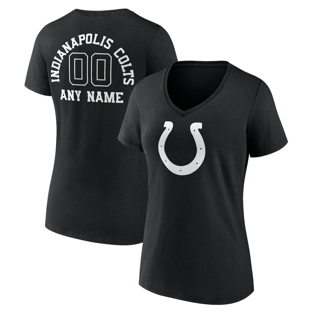Women's Personalized Name & Number Monochrome V-Neck T-Shirt - Indianapolis Colts T-shirts