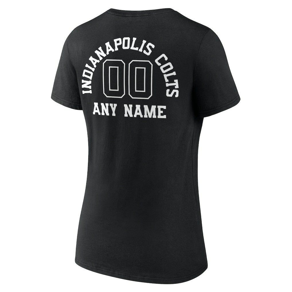 Women's Personalized Name & Number Monochrome V-Neck T-Shirt - Indianapolis Colts T-shirts