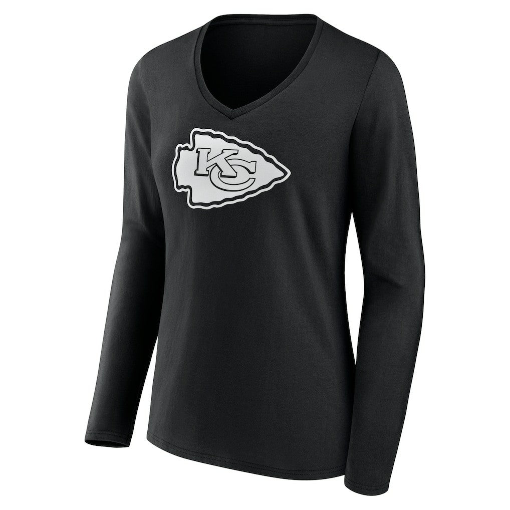 Women's Personalized Name & Number Monochrome Long Sleeve V-Neck T-Shirt - Kansas City Chiefs T-shirts