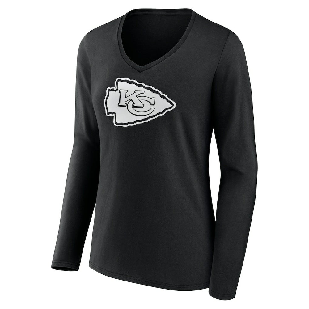 Women's Personalized Name & Number Monochrome Long Sleeve V-Neck T-Shirt - Kansas City Chiefs T-shirts