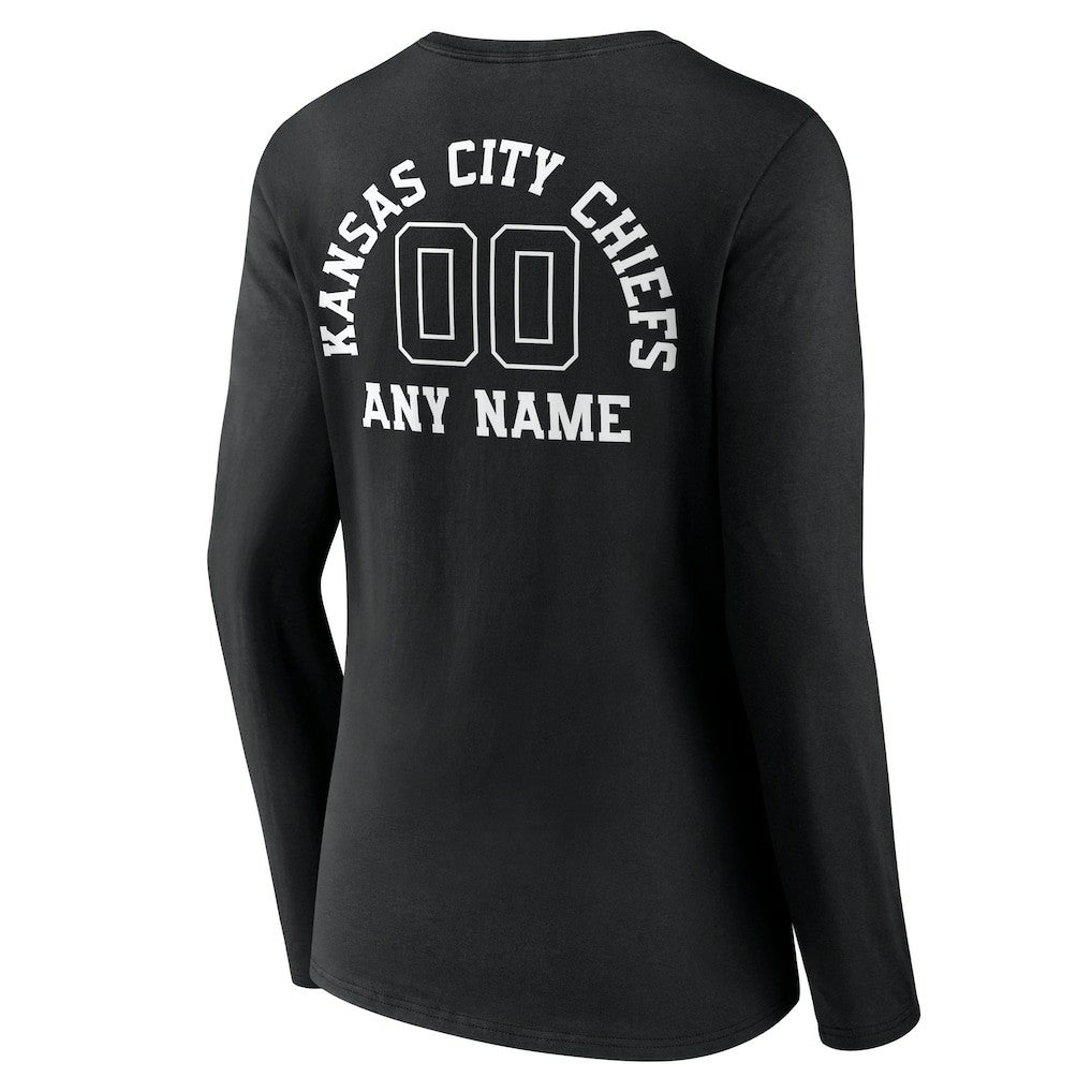 Women's Personalized Name & Number Monochrome Long Sleeve V-Neck T-Shirt - Kansas City Chiefs T-shirts