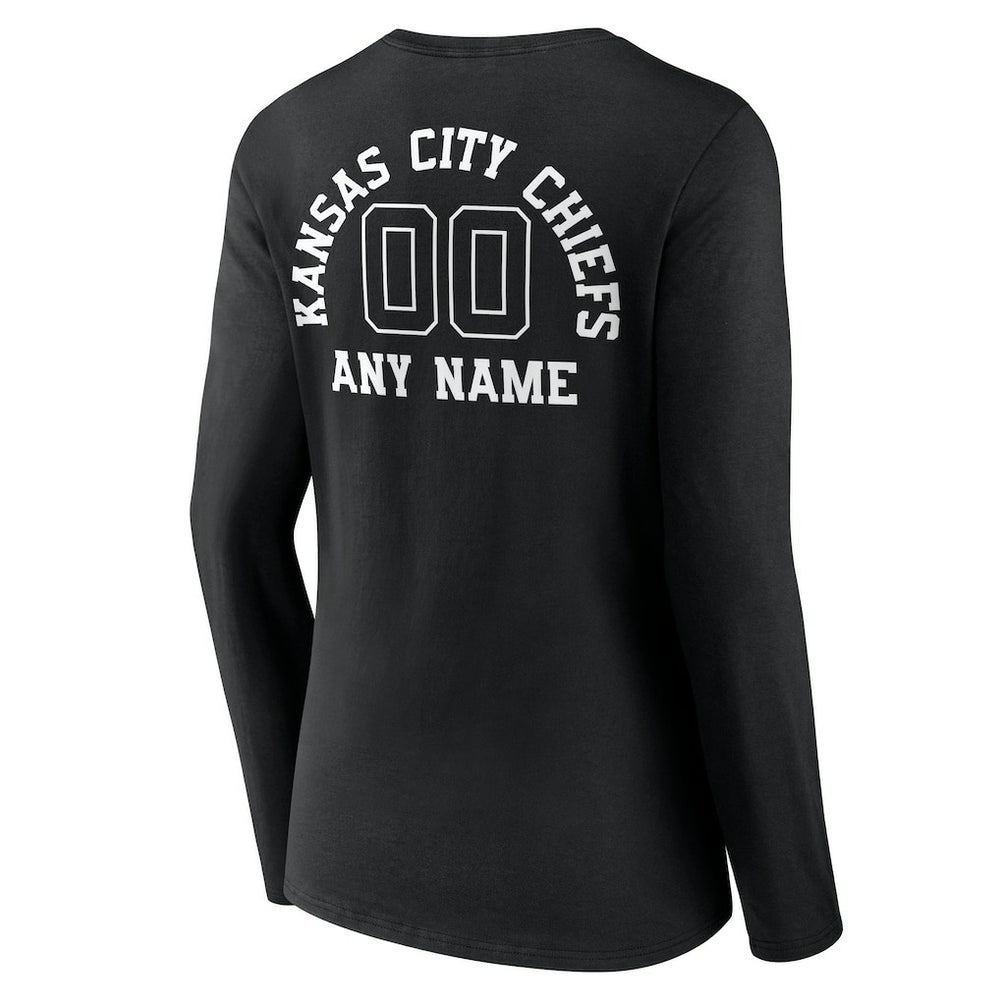 Women's Personalized Name & Number Monochrome Long Sleeve V-Neck T-Shirt - Kansas City Chiefs T-shirts