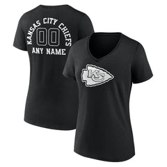 Women's Personalized Name & Number Monochrome V-Neck T-Shirt - Kansas City Chiefs T-shirts