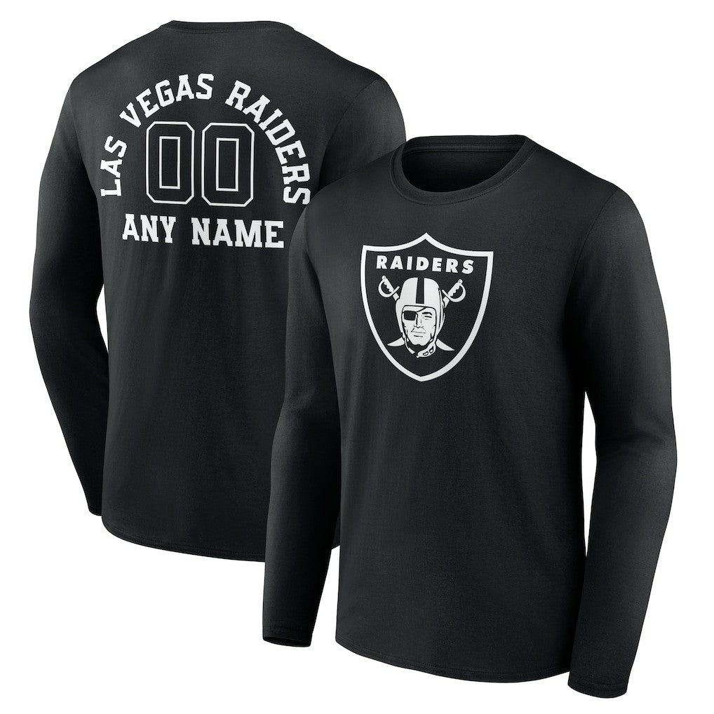 Personalized Name & Number Monochrome Long Sleeve T-Shirt - Las Vegas Raiders T-shirts