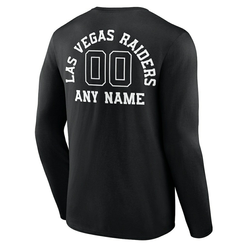 Personalized Name & Number Monochrome Long Sleeve T-Shirt - Las Vegas Raiders T-shirts