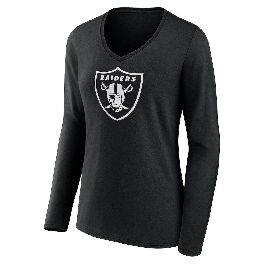 Women's Personalized Name & Number Monochrome Long Sleeve V-Neck T-Shirt - Las Vegas Raiders T-shirts