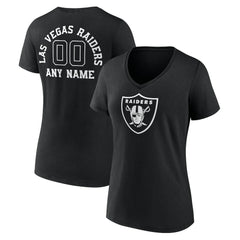 Women's Personalized Name & Number Monochrome V-Neck T-Shirt - Las Vegas Raiders T-shirts