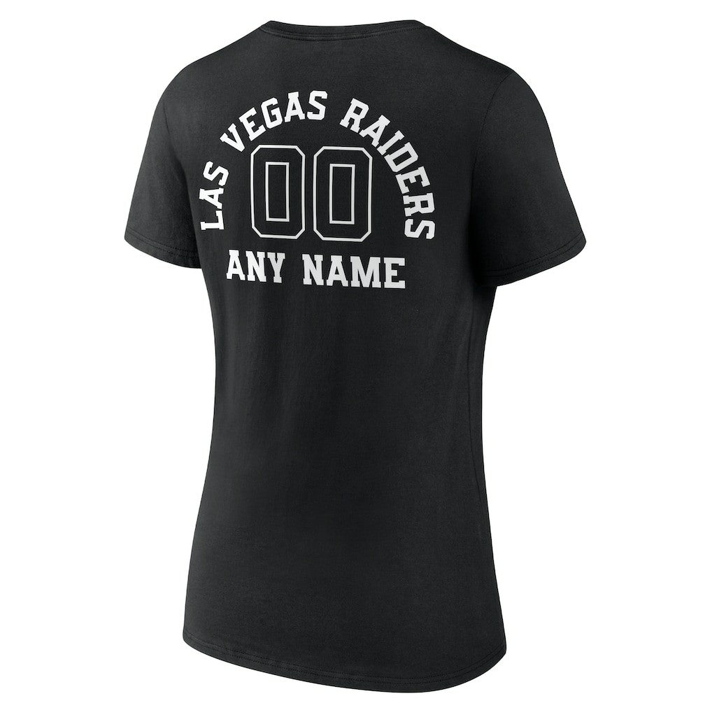 Women's Personalized Name & Number Monochrome V-Neck T-Shirt - Las Vegas Raiders T-shirts