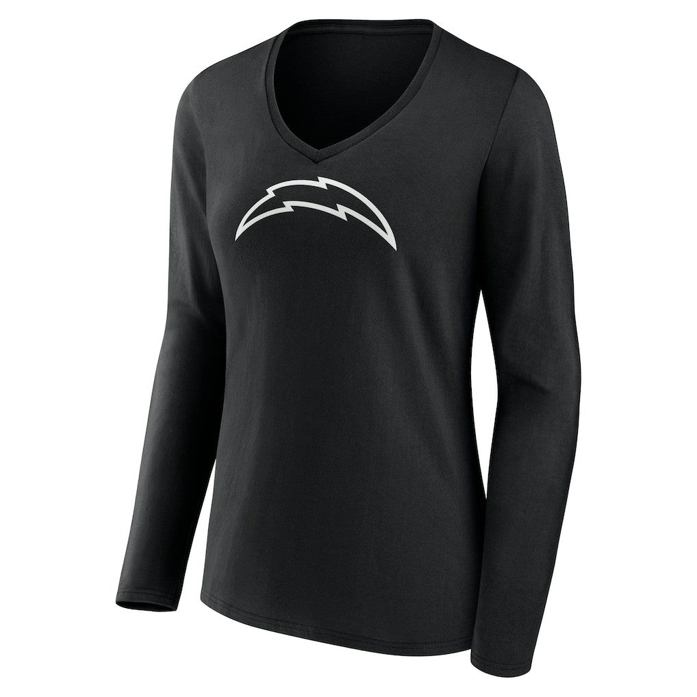 Women's Personalized Name & Number Monochrome Long Sleeve V-Neck T-Shirt - Los Angeles Chargers T-shirts