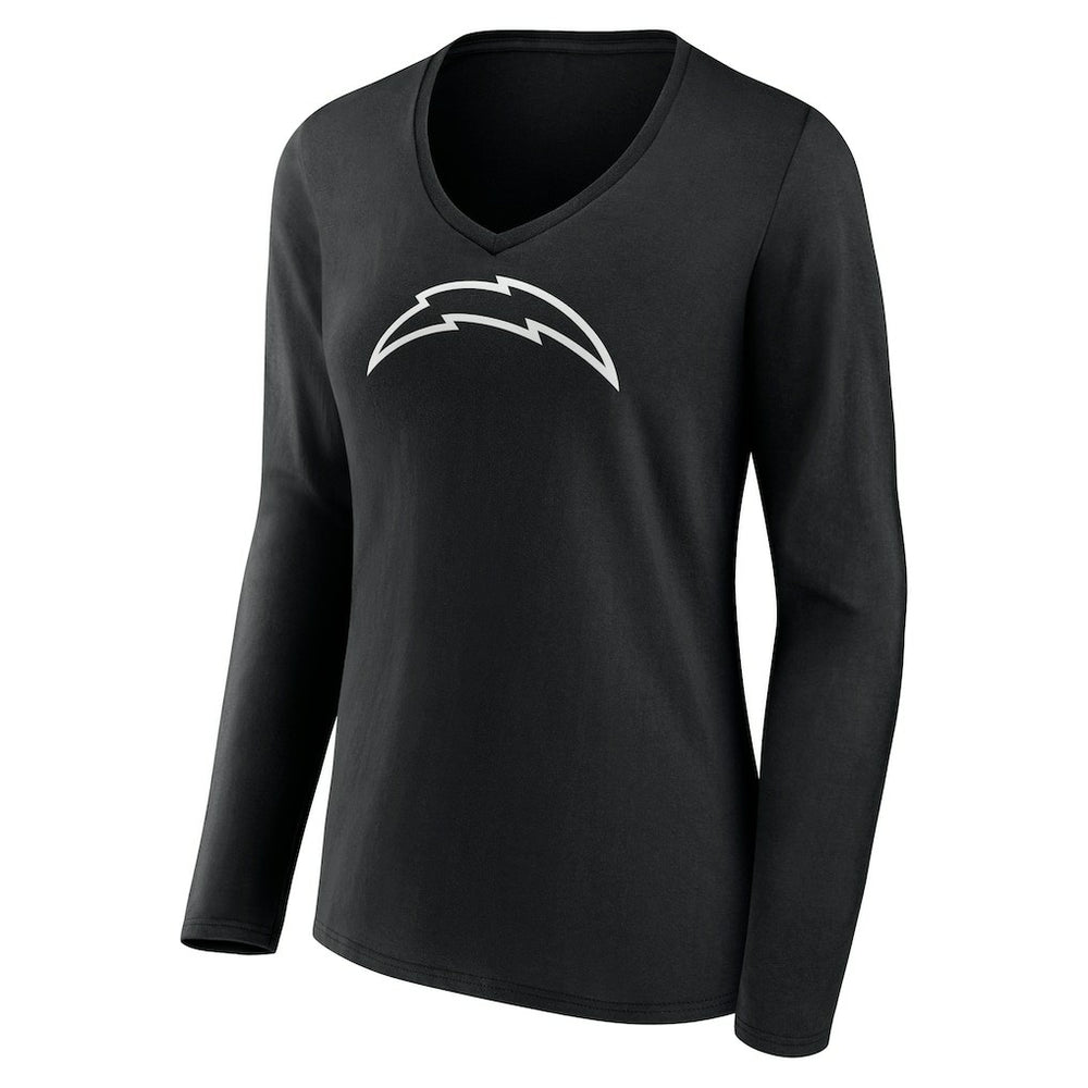Women's Personalized Name & Number Monochrome Long Sleeve V-Neck T-Shirt - Los Angeles Chargers T-shirts