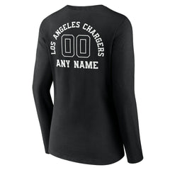 Women's Personalized Name & Number Monochrome Long Sleeve V-Neck T-Shirt - Los Angeles Chargers T-shirts