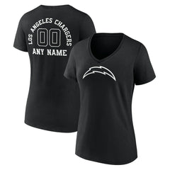 Women's Personalized Name & Number Monochrome V-Neck T-Shirt - Los Angeles Chargers T-shirts