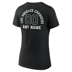 Women's Personalized Name & Number Monochrome V-Neck T-Shirt - Los Angeles Chargers T-shirts