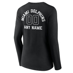 Women's Personalized Name & Number Monochrome Long Sleeve V-Neck T-Shirt - Miami Dolphins T-shirts