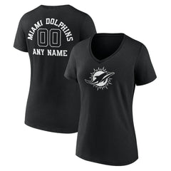 Women's Personalized Name & Number Monochrome V-Neck T-Shirt - Miami Dolphins T-shirts