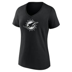 Women's Personalized Name & Number Monochrome V-Neck T-Shirt - Miami Dolphins T-shirts
