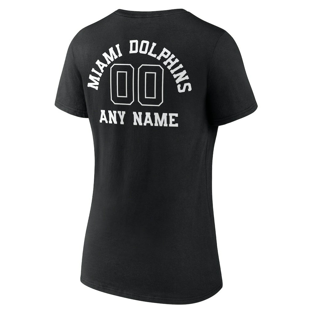 Women's Personalized Name & Number Monochrome V-Neck T-Shirt - Miami Dolphins T-shirts