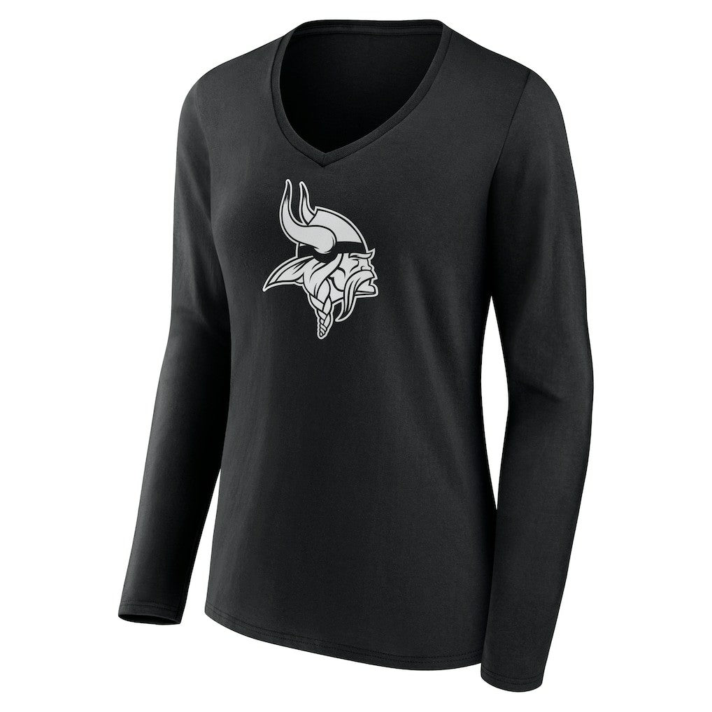 Women's Personalized Name & Number Monochrome Long Sleeve V-Neck T-Shirt - Minnesota Vikings T-shirts