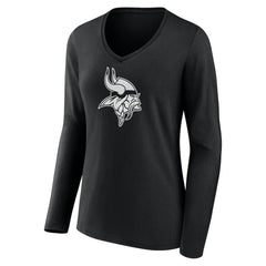 Women's Personalized Name & Number Monochrome Long Sleeve V-Neck T-Shirt - Minnesota Vikings T-shirts