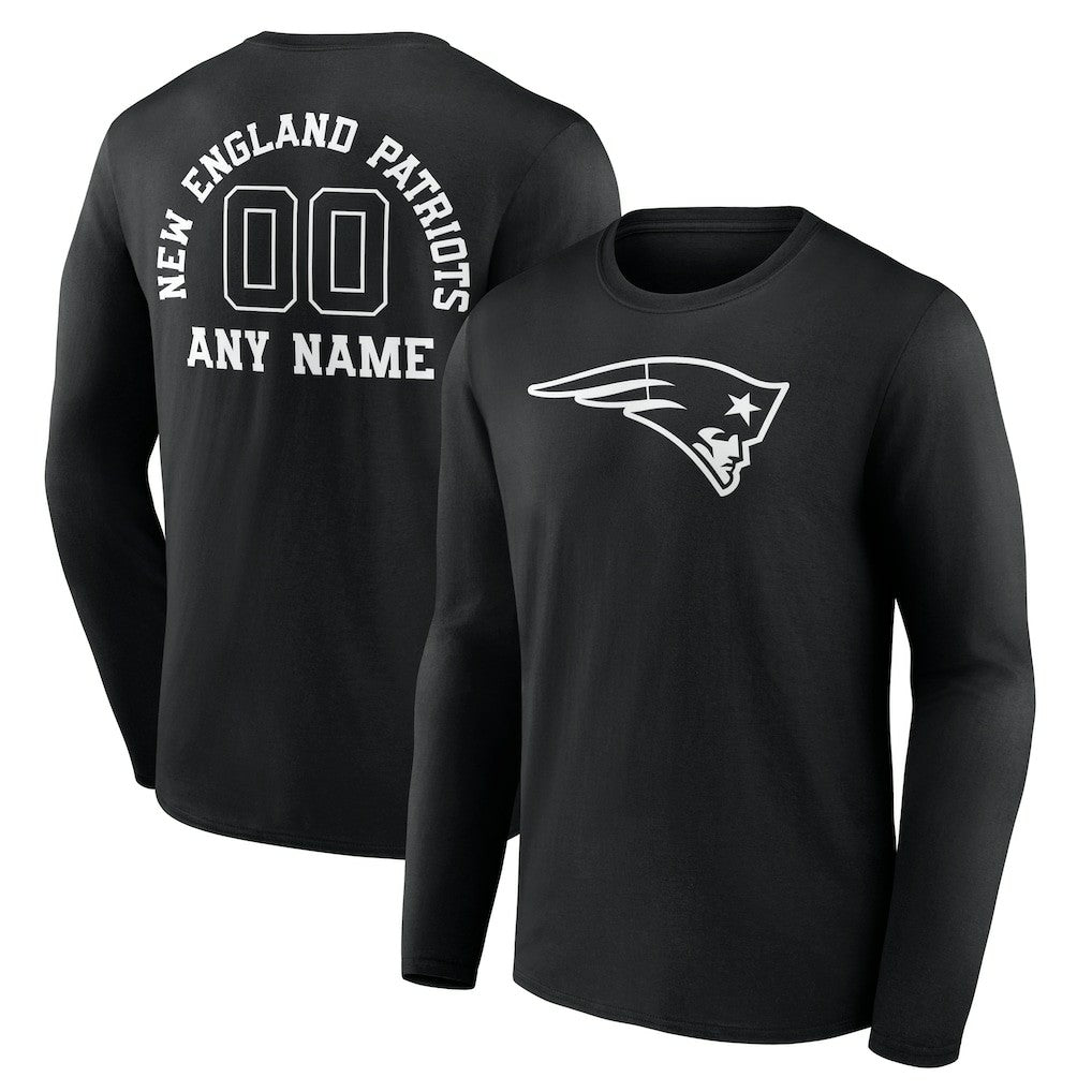Personalized Name & Number Monochrome Long Sleeve T-Shirt - New England Patriots T-shirts