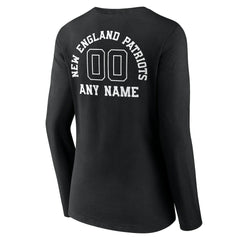 Women's Personalized Name & Number Monochrome Long Sleeve V-Neck T-Shirt - New England Patriots T-shirts