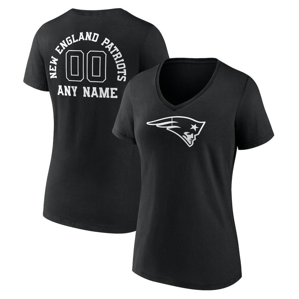 Women's Personalized Name & Number Monochrome V-Neck T-Shirt - New England Patriots T-shirts